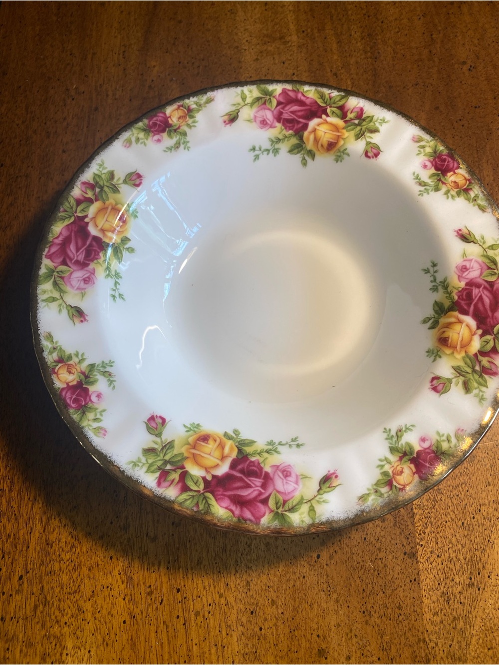 Royal Albert 8” Rimmed Old Country Rose Soup Bowl with Gold Trim